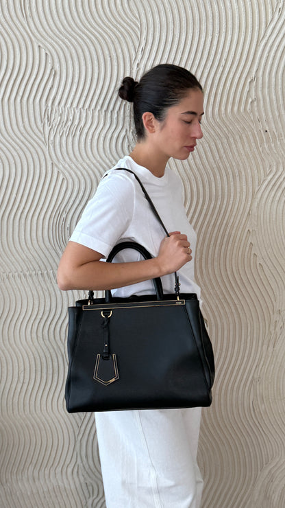 Fendi Black Leather 2Jours Two Way