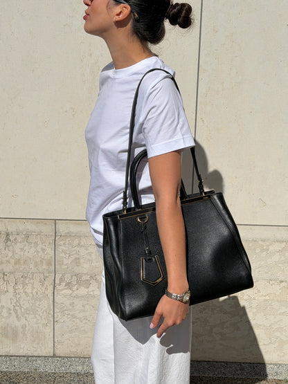 Fendi Black Leather 2Jours Two Way