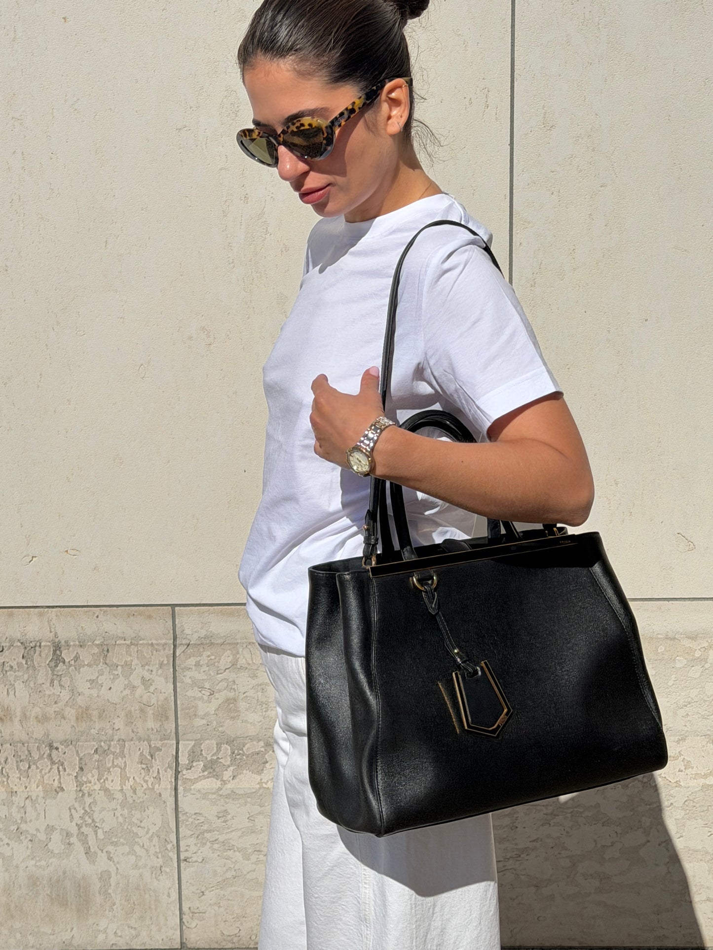 Fendi Black Leather 2Jours Two Way