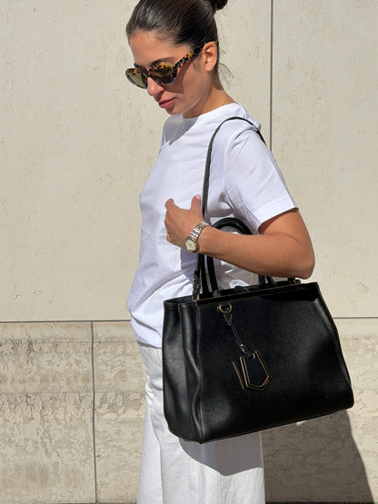 Fendi Black Leather 2Jours Two Way
