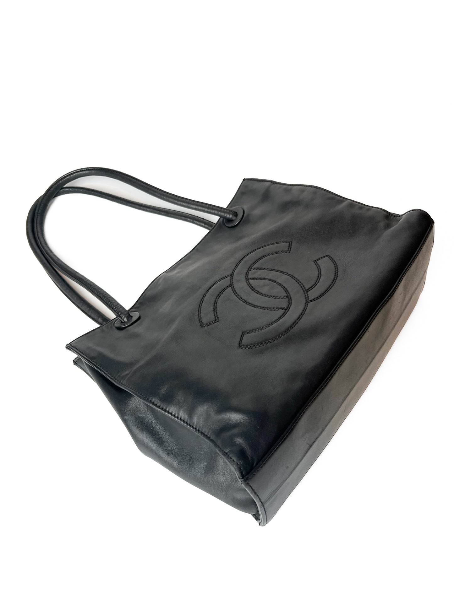 Black Chanel CC Lambskin Leather Tote