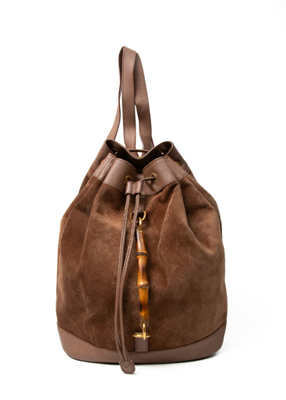 Gucci Suede Bamboo Backpack