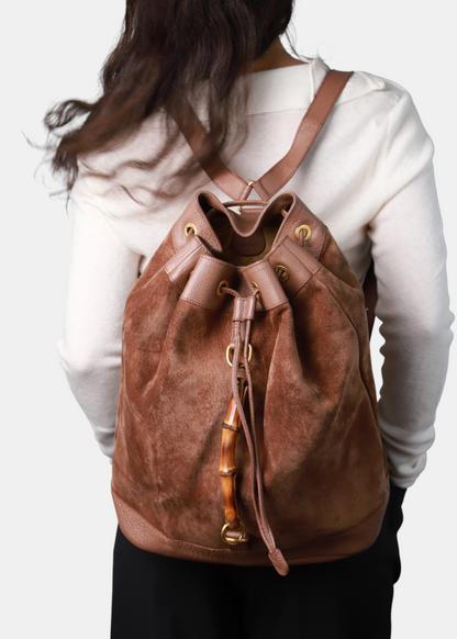 Gucci Suede Bamboo Backpack