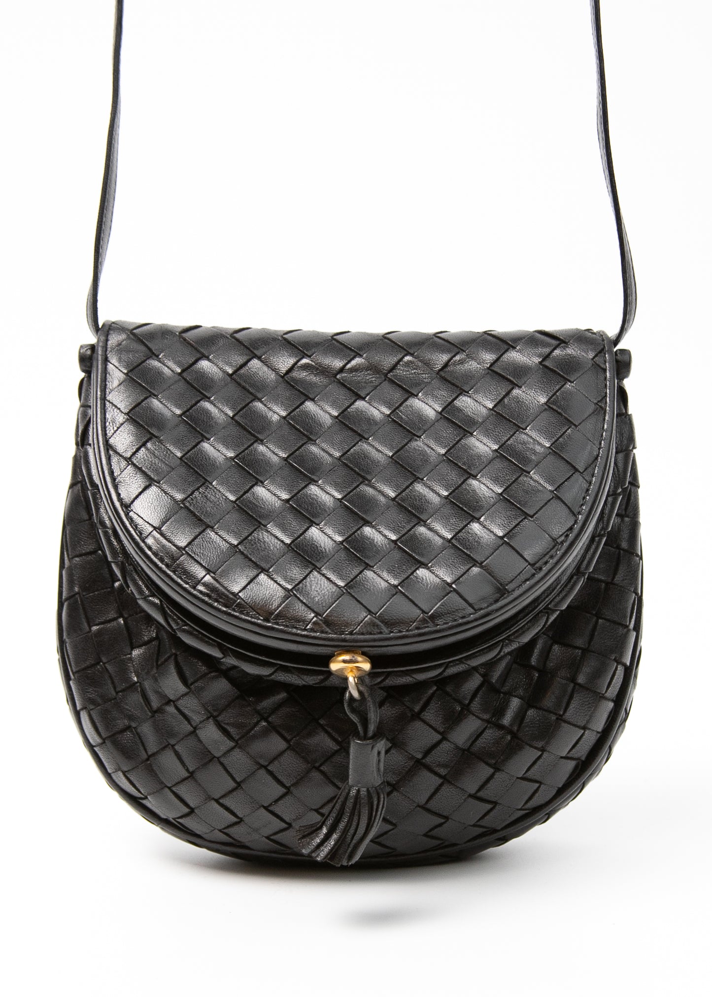 Bottega Veneta Black Crossbody Intrecciato