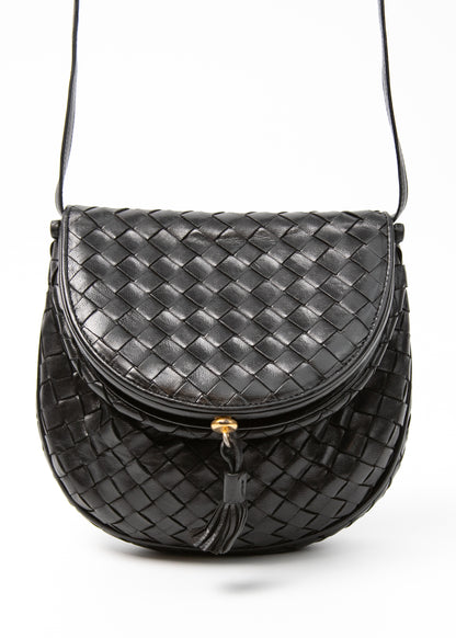 Bottega Veneta Black Crossbody Intrecciato