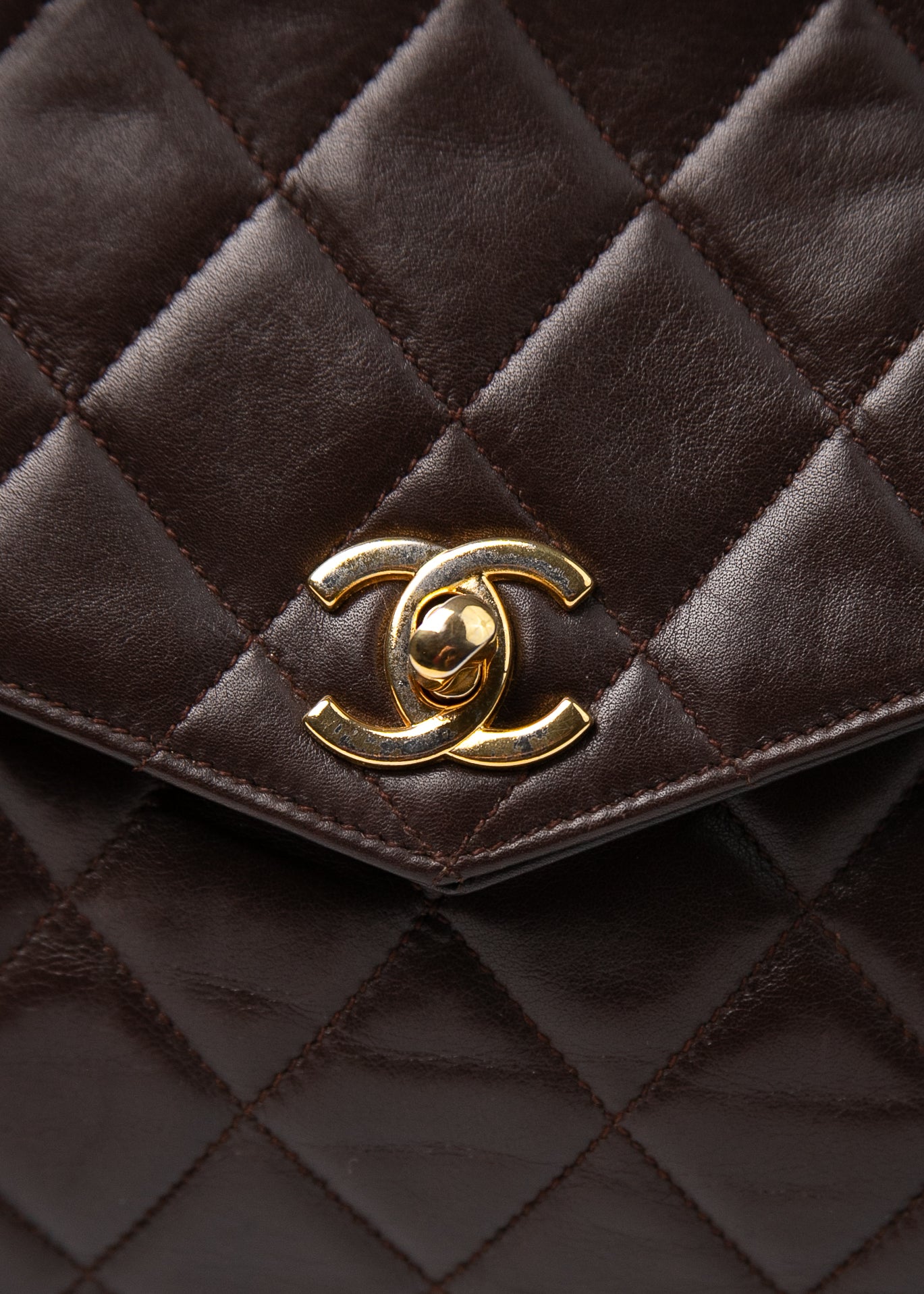 Chanel Lambskin Shoulder Bag Brown