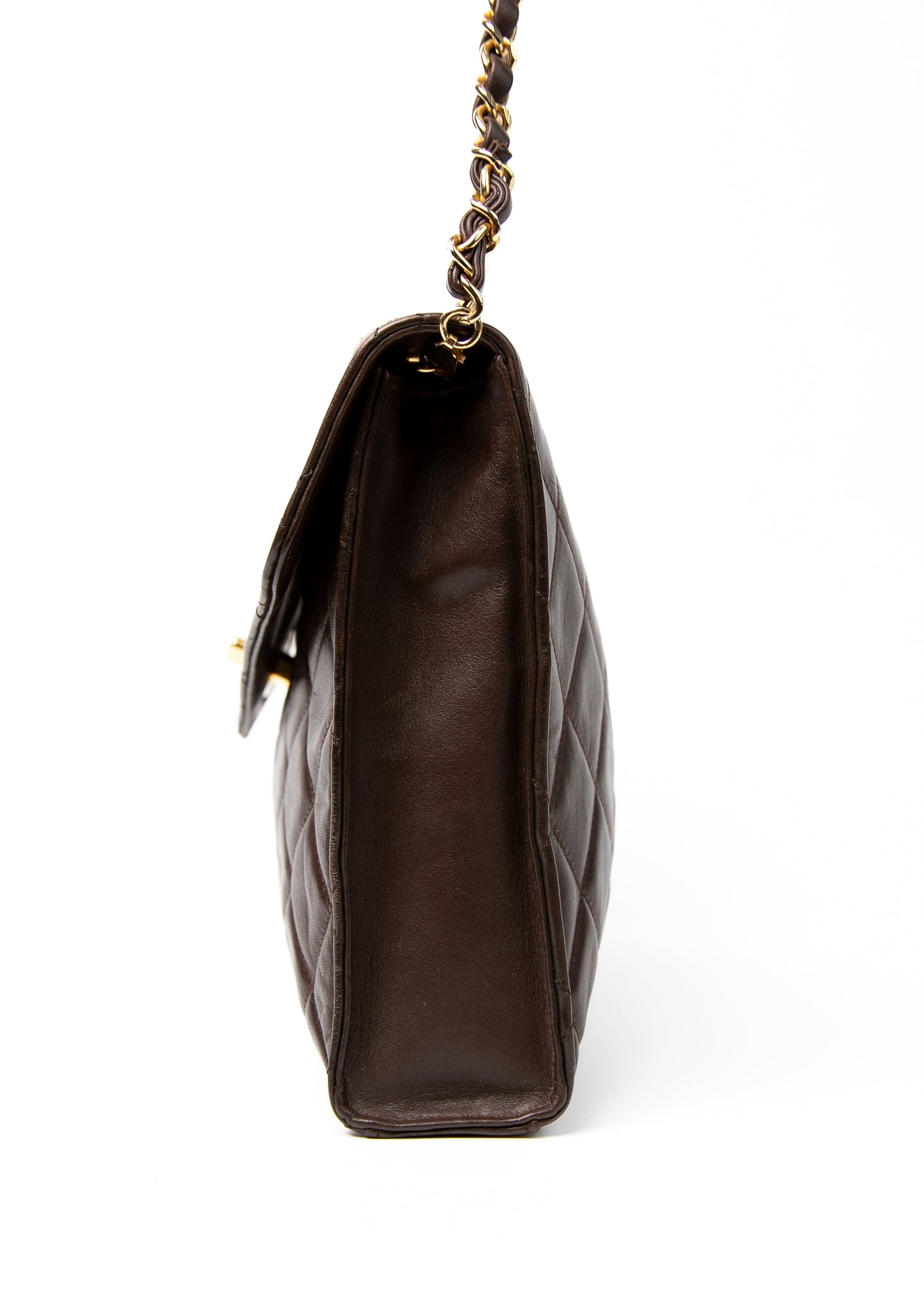 Chanel Lambskin Shoulder Bag Brown
