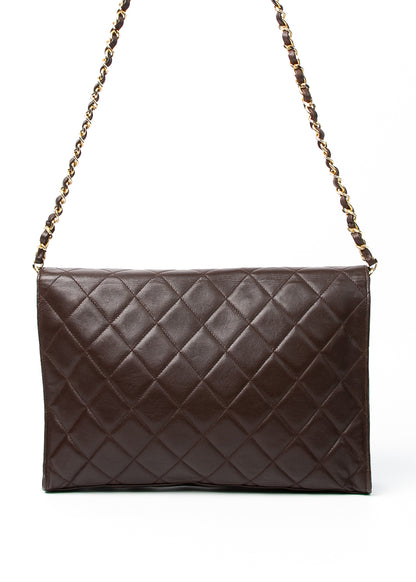 Chanel Lambskin Shoulder Bag Brown