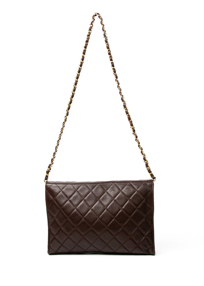 Chanel Lambskin Shoulder Bag Brown