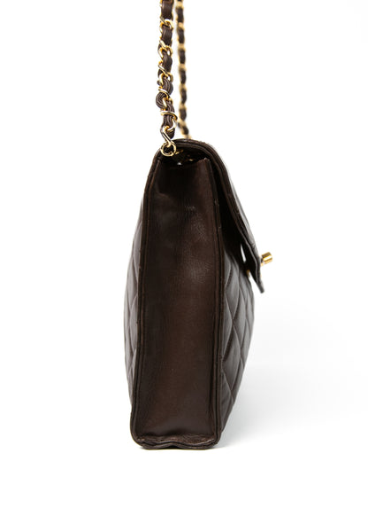 Chanel Lambskin Shoulder Bag Brown