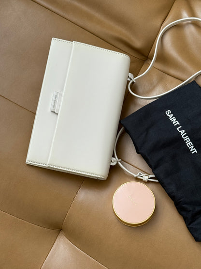 YSL Babylone White Leather Crossbody